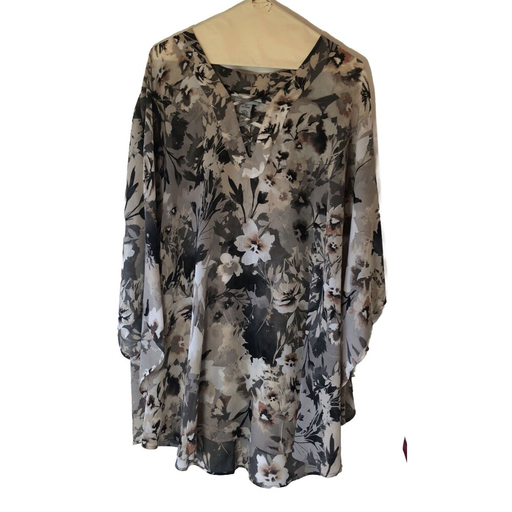 Catherine Shirt Women's Sz 22/24 Brown Poly High Low Tunic Top